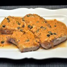 Pork Chops, Ginger Caper Sauce