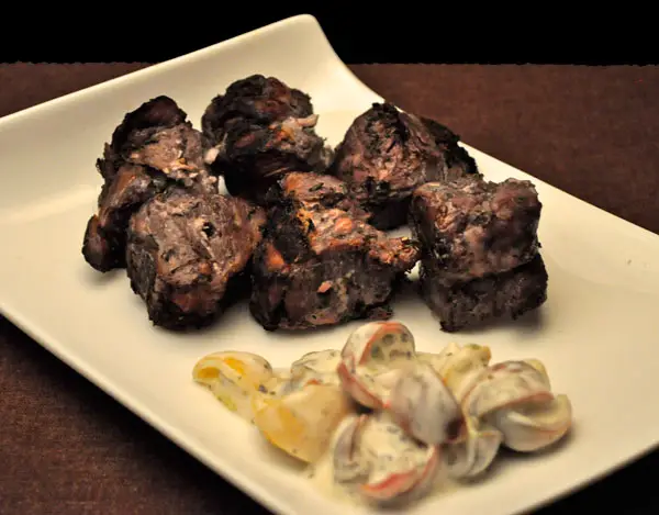 Pork Kebabs with Tomato Yogurt Sauce; Secret Recipe Club
