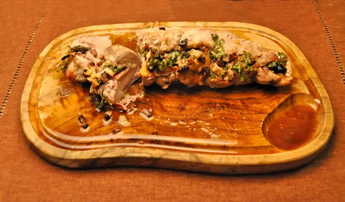 Pork Tenderloin Stuffed with Parsley; brambles