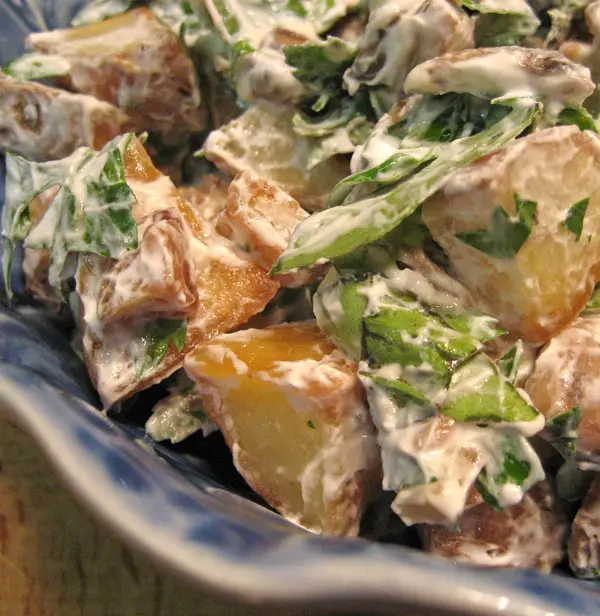 Potato Salad with Mushrooms and Goat Cheese, my new hoe