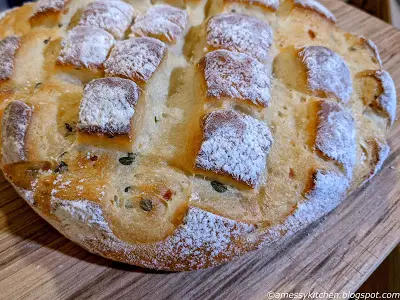 Potato, Thyme and Goat Cheese Pavé; it's about the bread.