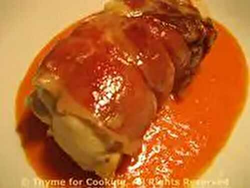 Prosciutto Wrapped Chicken on Pimiento Sauce; the Weekly Menu