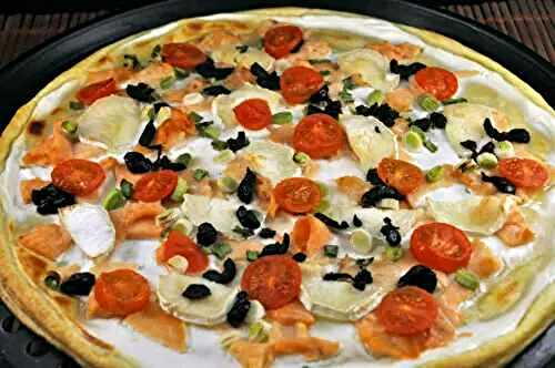 Puff Pastry Pizza with Smoked Salmon, Green Garlic and White Cheese