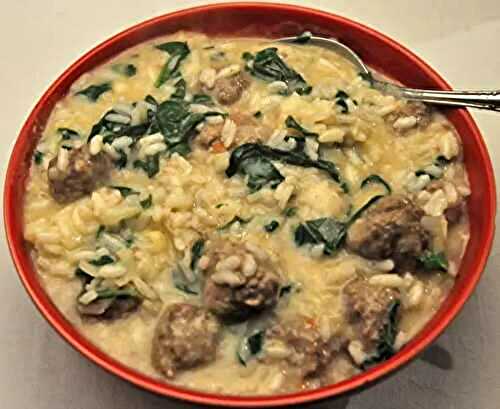 Risotto with Meatballs and Spinach; Wild