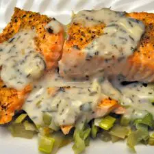 Roast Salmon on Bed of Leeks
