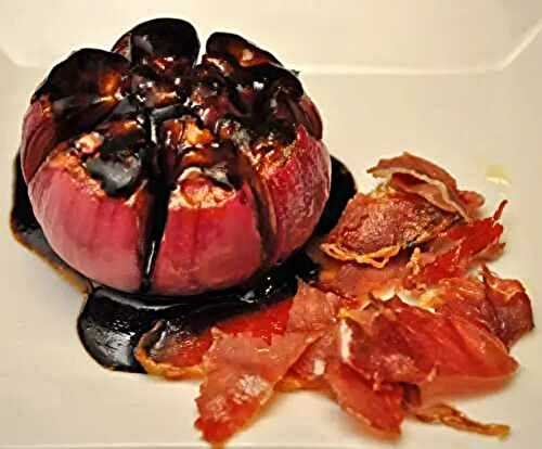 Roasted Red Onions with Crispy Ham; puppy love