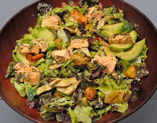 Salmon, Avocado, New Potato Salad; a bat and a mystery