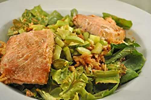 Salmon Salad with Spanish Rice, Pimento Dressing