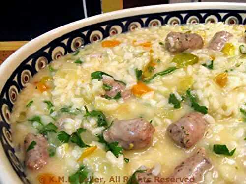 Sausage, Pepper and Fennel Risotto; and Italian waiters
