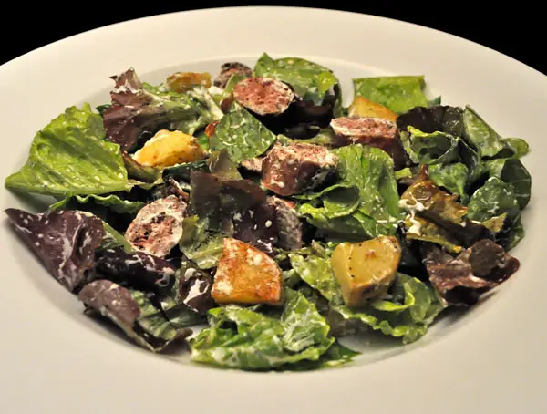 Sausage, Potato, and Goat Cheese Salad; summer