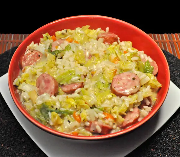 Sausage, Savoy Cabbage Risotto; food banks