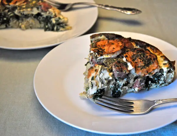 Sausage, Spinach and Goat Cheese Quiche; castells in the air