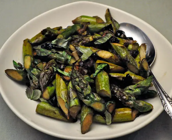 Sautéed Asparagus with Green Garlic and Olives; working dogs
