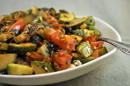 Sautéed Zucchini (Courgette) with Tomatoes and Feta