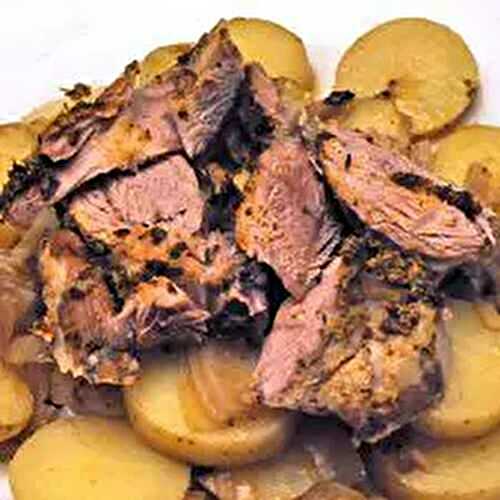 Shoulder of Lamb on Bed of Potatoes
