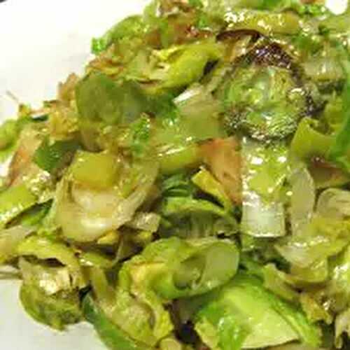 Shredded Brussels Sprouts with Leeks