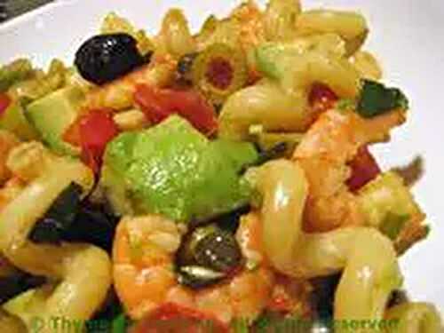Shrimp, Avocado and Olive Pasta; Green Bean Casserole