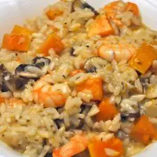 Shrimp, Mushroom, Butternut Squash, Risotto