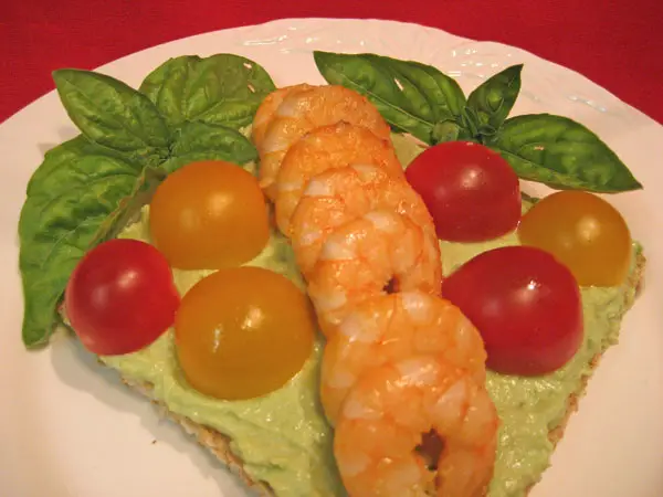 Shrimp on Avocado Cream, Toast