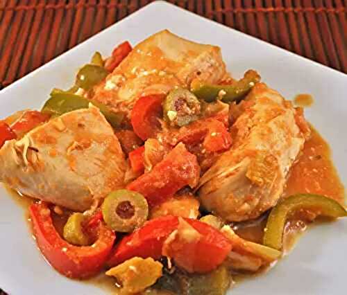 Skillet Chicken with Peppers and Olives; exploding cola