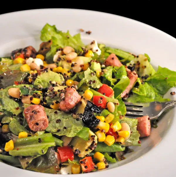 Southwestern Salad with Grilled Sausages; where's my day?