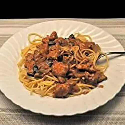 Spaghetti with Chicken and Mushrooms