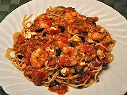 Spaghetti with Shrimp, Feta and Greek Olives; does it work?
