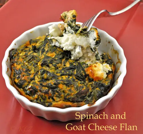 Spinach and Goat Cheese Flan, pretty spiders