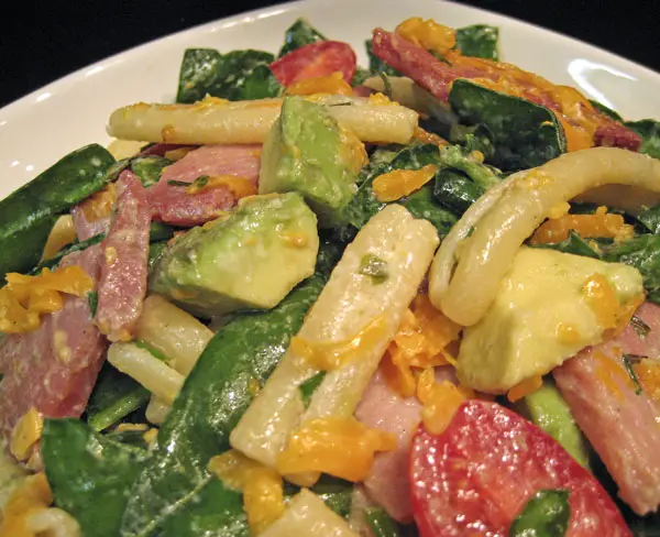 Spinach Salad with, Ham, Avocado and Pasta; interesting times