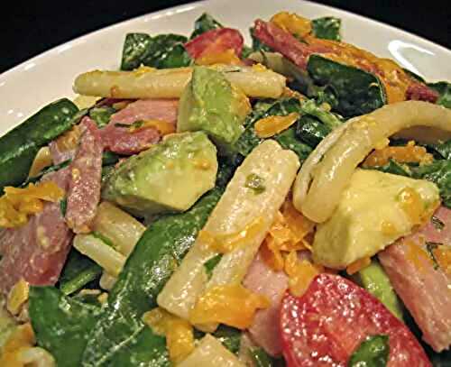 Spinach Salad with, Ham, Avocado and Pasta; interesting times