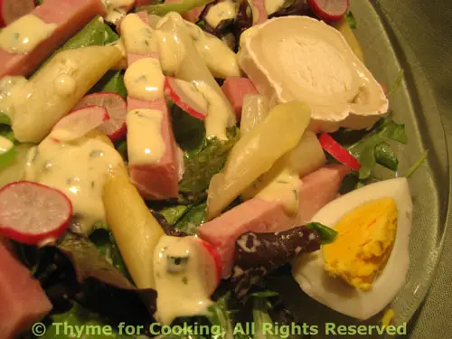 Spring Greens Salad with Ham and Asparagus; the Lawn