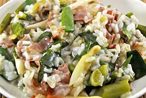 Spring Risotto, with Asparagus, Green Garlic and Snow Peas
