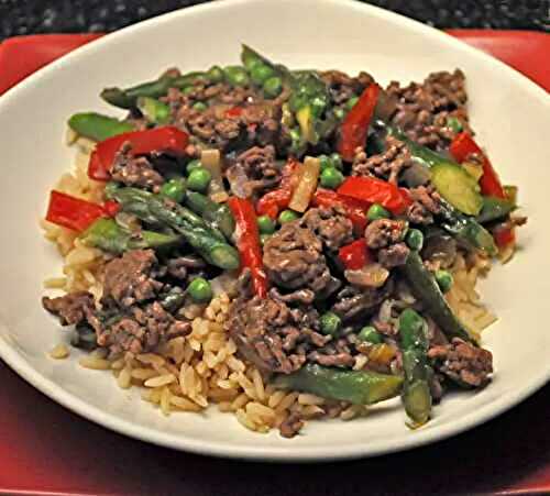 Stir-Fried Beef & Asparagus; blondes and pinks
