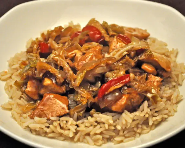 Stir-Fried Ginger Chicken with Savoy Cabbage; no guns in paleo