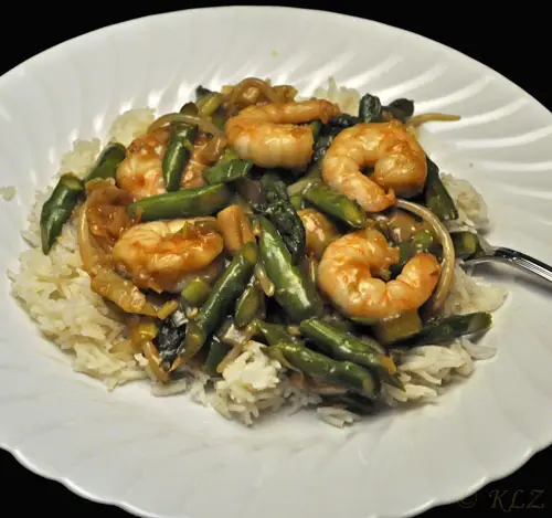 Stir-fried Shrimp with Asparagus and Green Garlic, a question for you