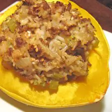 Stuffed Acorn Squash with Beef & Rice