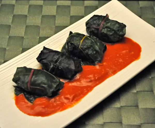 Stuffed Chard Leaves with Beef and Couscous, Secret Recipe Club