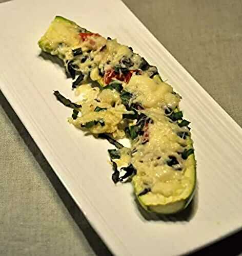 Stuffed Summer Squash with Tomato, Bacon & Herbs