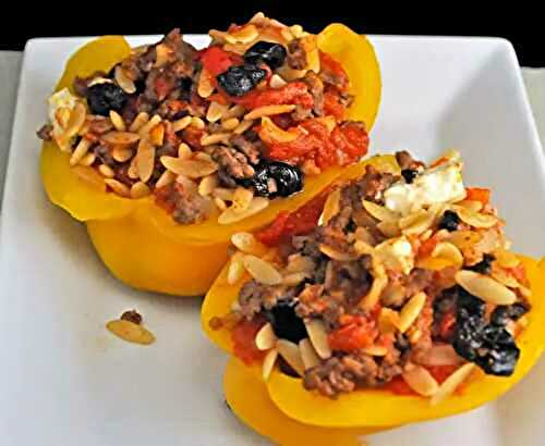 Stuffed Yellow Peppers, with Beef and Orzo