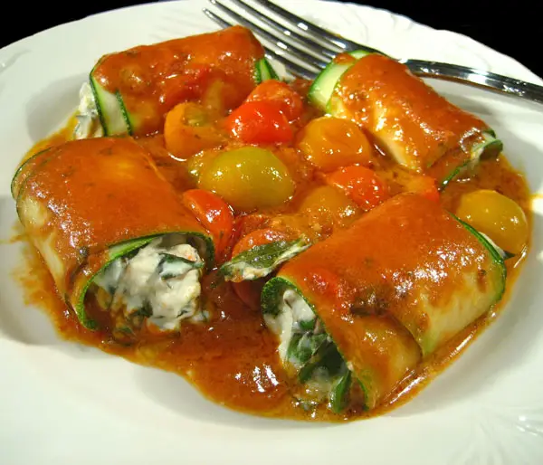 Stuffed Zucchini Rolls, ghostly sunflowers