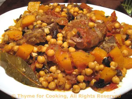 Tagine of Lamb with Chickpeas and Butternut Squash; too many butternut!