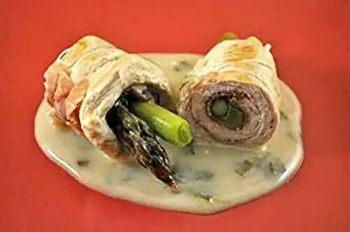 Turkey Rolls Stuffed with Asparagus and Green Garlic