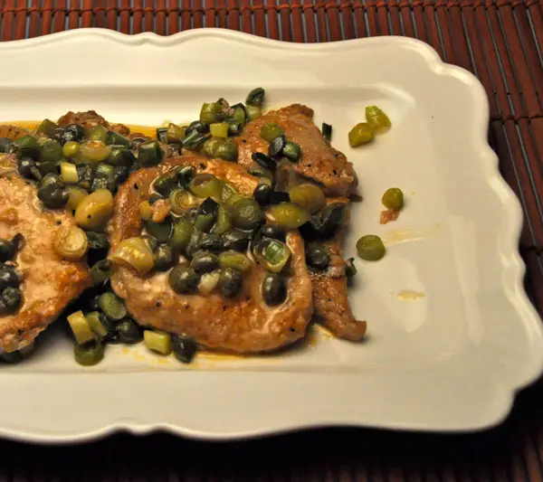 Veal Scallops with Green Garlic and Capers; no pool yet