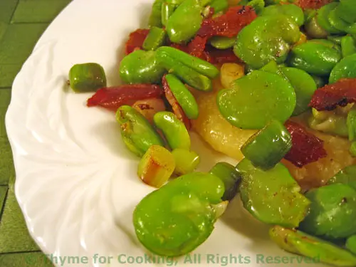 Warm Fava Beans, Green Garlic and Bacon on Polenta; the update