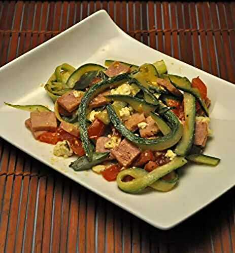 Zucchini Noodles with Ham and Feta