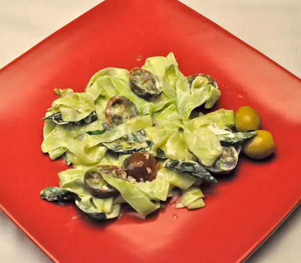 Zucchini Ribbons with Goat Cheese; my weird garden