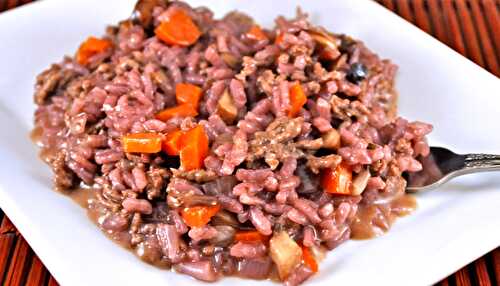 Red Wine Risotto with Beef & Mushrooms