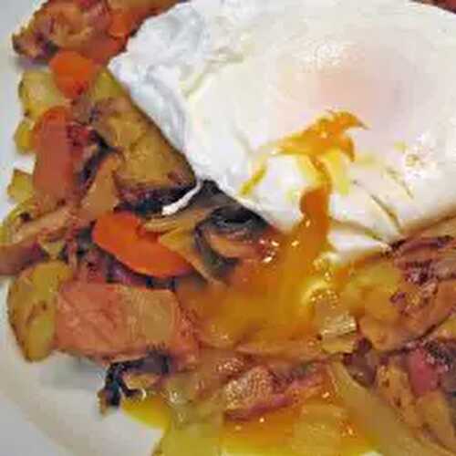 Ham Hash with Poached Eggs