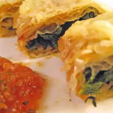 Spinach Strudel, Tomato Sauce