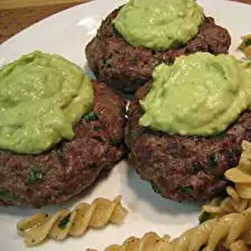 Herbed Burgers, Avocado Sauce
